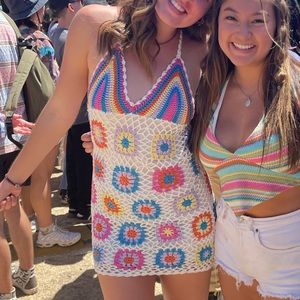 Beginning Boutique Crotchet Rainbow Dress Size 10